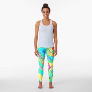 Trippy Swirly Paint Pour Leggings by Jennerosity on Redbubble