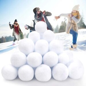 Pile of fake "snowballs" with children playing outside.