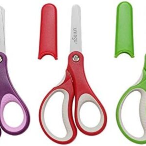 LIVINGO 5" Left and Right Handed Kids Scissors, Safety Blunt Sharp Stainless Steel Blade Scissors for Children School Teacher Use Crafting Cutting Paper, 3 Pack Assorted Colors  Arts, Crafts & Sewing