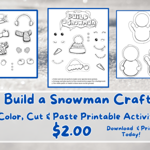 Build a Snowman Craft, downloadable printable snowman craft for kids