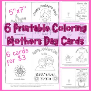 6 Printable Coloring Mothers Day Cards