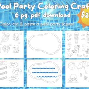 Printable Pool Party Coloring Craft