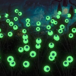 Halloween Decorations Outside, 2Pack Scary Eyeball Solar Garden Lights,